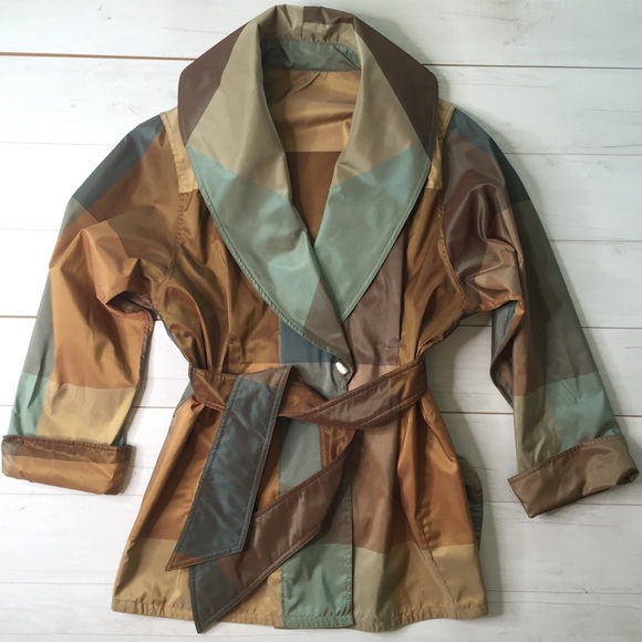 Mycra Pac Jackets & Blazers - Mycra Pac Now Raincoat Short Trench Plaid w/Belt